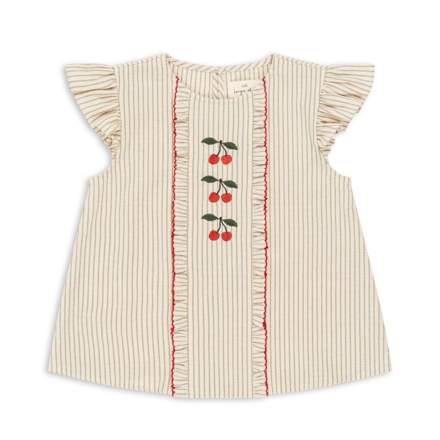 Clearance Konges Slojd Ellie Top Med Flaeser - Tea Stripe