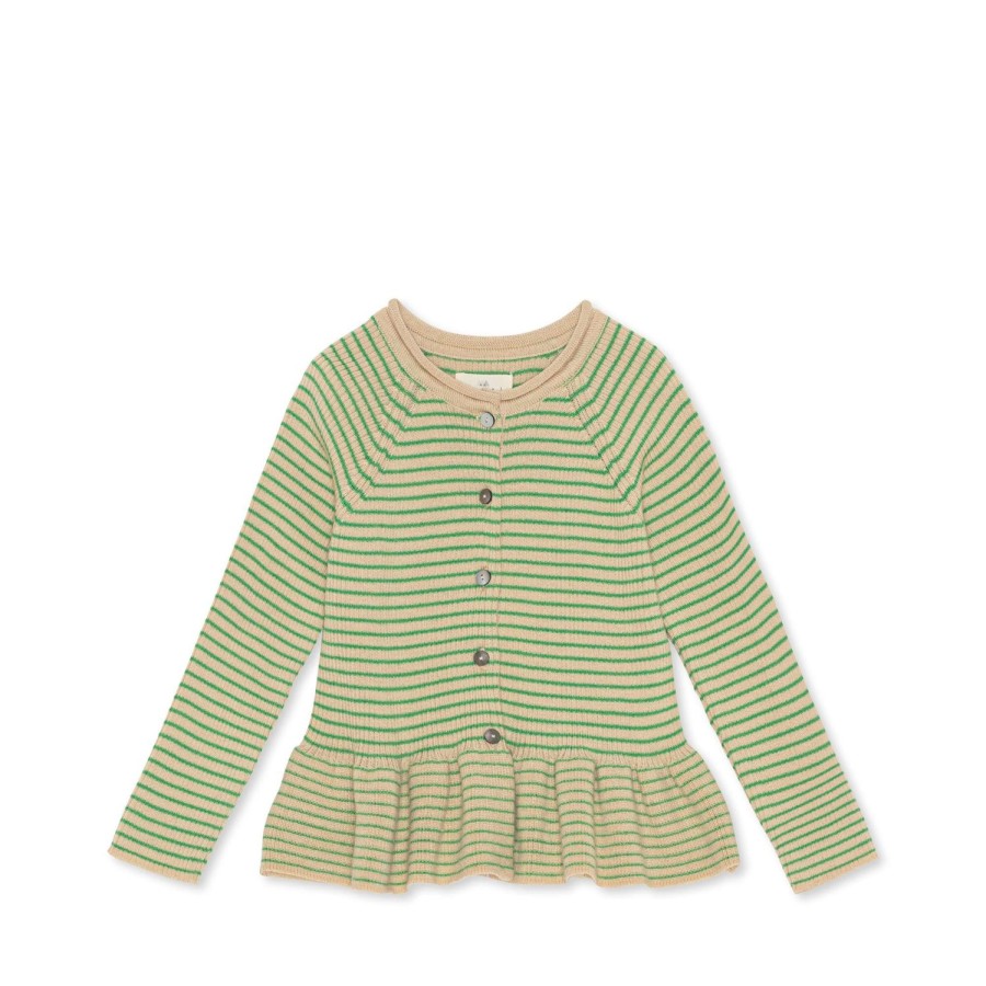 Online Konges Slojd Meo Cardigan Med Flaeser - Medium Green Stripe