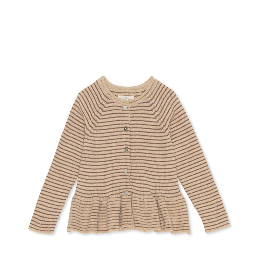 Hot Konges Slojd Meo Cardigan Med Flaeser - Peppercorn Stripe