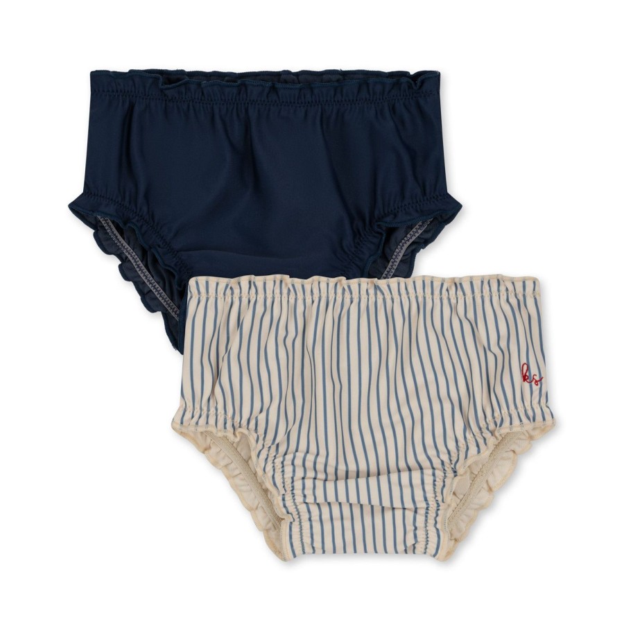 New Konges Slojd 2-Pak Collette Bikiniunderdel Til Baby - Blue Stripe