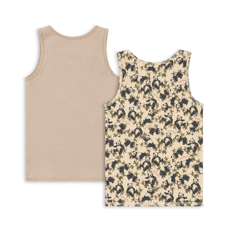 New Konges Slojd Basic 2-Pak Tanktop - Panda/Oxford Tan