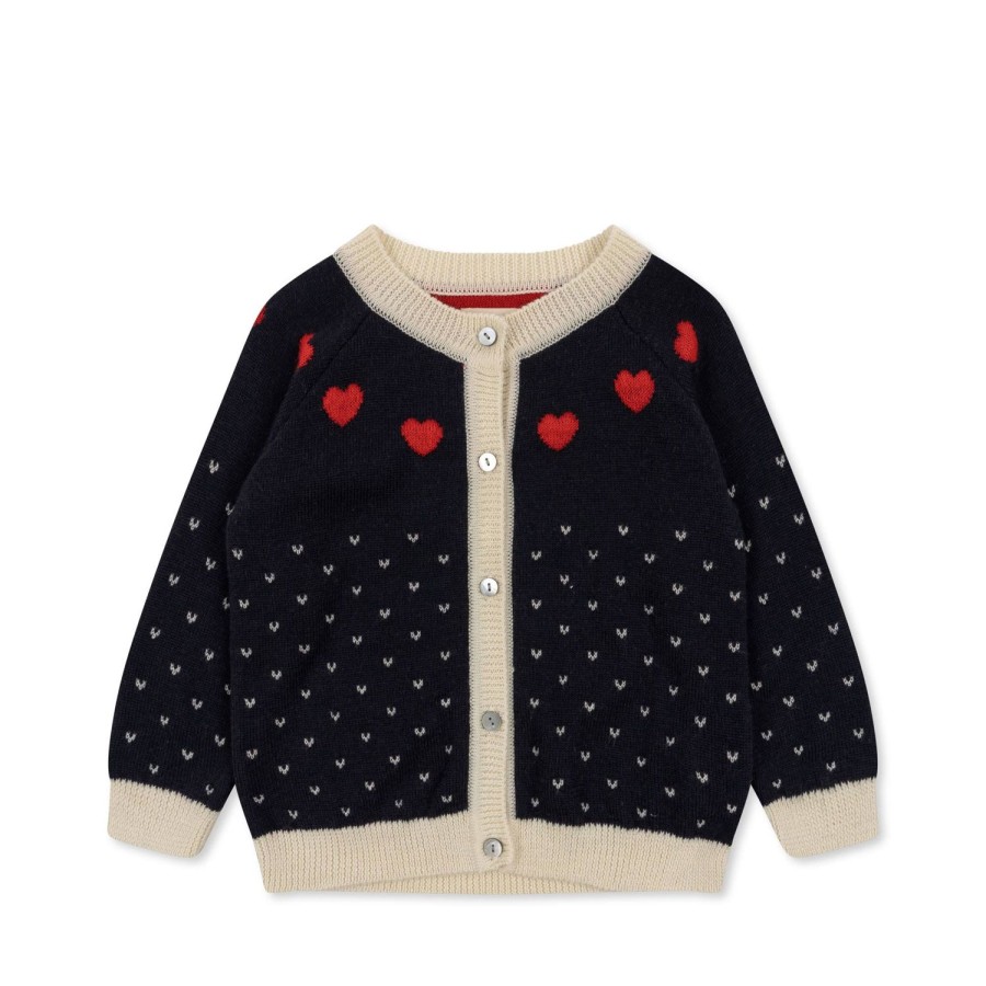 Clearance Konges Slojd Heart Cardigan - Navy