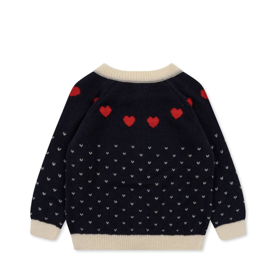 Clearance Konges Slojd Heart Cardigan - Navy