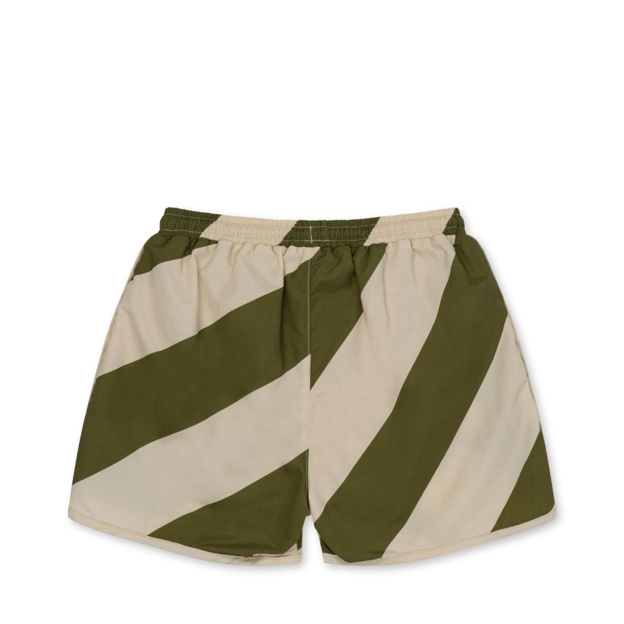 New Konges Slojd Asnou Badeshorts - Dark Olive/Creamy White